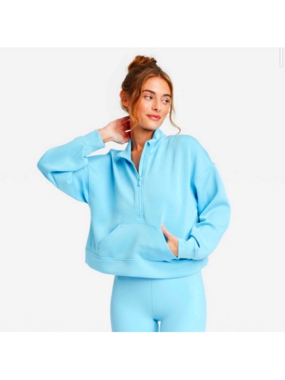 all in motion Sandwash Light Blue Half-Zip Pullover Hoodie